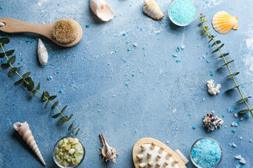 Beautiful spa composition on color background