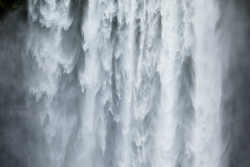 Close-uo of Skogafoss waterfall in Iceland, Europe.