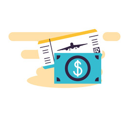 ticket flight document with bills dollars