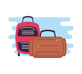 travel suitcases equipment isolated icons