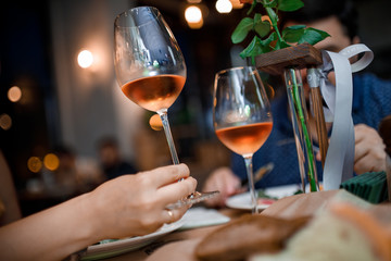 couple toasting with glasses of champagne