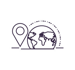 world planet earth with pins location