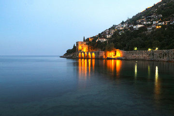 alanya marina at night