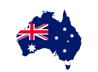 Obraz na płótnie Canvas Australia map icon with flag. concept national symbol vector image