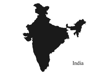 India map icon. black silhouette vector isolated image of asian country
