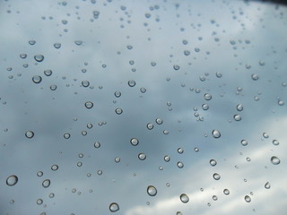 water drops on a glass surface