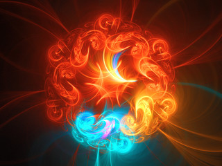 orange abstract fractal background 3d rendering illustration