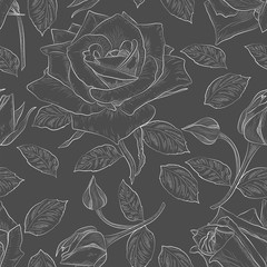 Beautiful seamless pattern with rose. Vector illustration. 