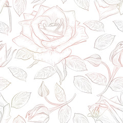 Beautiful seamless pattern with rose. Vector illustration. 
