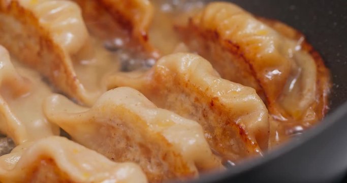 Fry Meat dumpling in pan