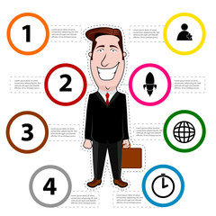 Business infographic with a businessman cartoon - Vector