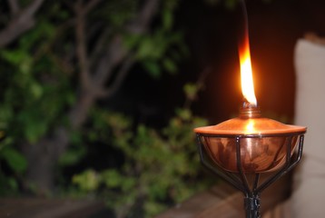 Outdoor Citronella Oil Lamp at Night