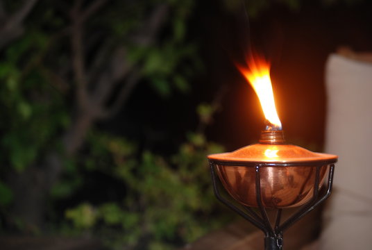 Outdoor Citronella Oil Lamp at Night