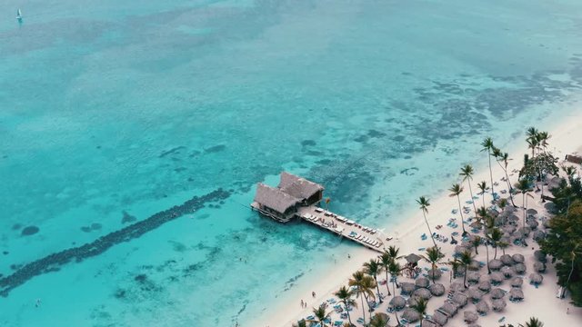aerial beach view of a wonderful exotic caribbean beach in La Romana, Dominican Republic