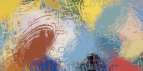 Obraz premium Oil painting. Painterly mix. Abstract. Modern art. Colorful pattern. Color texture. Wide brush. Canvas surface. Wall painting. Handmade background. 2d illustration. 