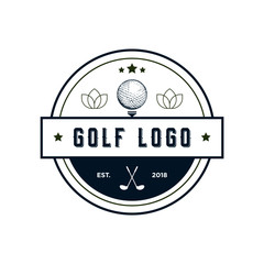 Golf training coach badge logo in circle shape green and blue vector isolated on white background vector illustration 