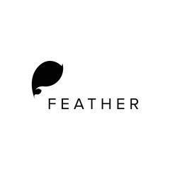 modern feather logo balck and white silhouetee design for company or brand