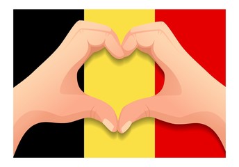 Obraz premium Belgium flag and hand heart shape