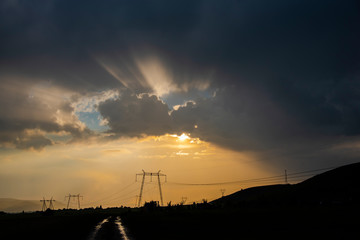 Fototapeta na wymiar Storm clouds at the sunset