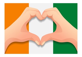 Fototapeta premium cote d'ivoire - Ivory Coast flag and hand heart shape