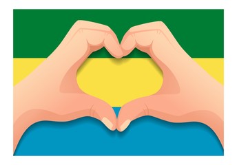 Fototapeta premium Gabon flag and hand heart shape