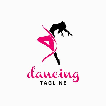 ballet logo design inspiration . girl dancer logo template