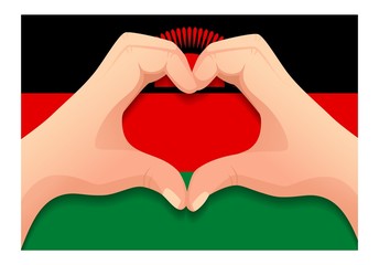 Obraz premium Malawi flag and hand heart shape