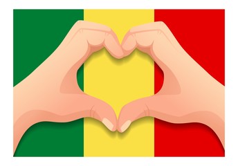 Obraz premium Mali flag and hand heart shape