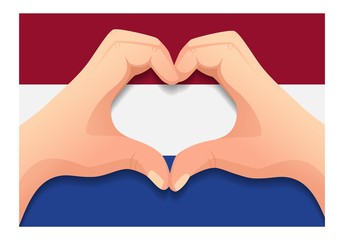 Obraz premium netherlands flag and hand heart shape
