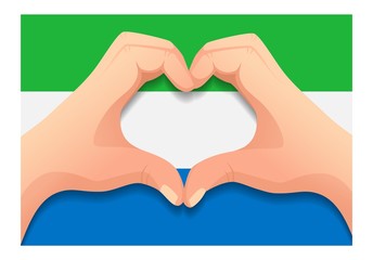 Obraz premium sierra leone flag and hand heart shape