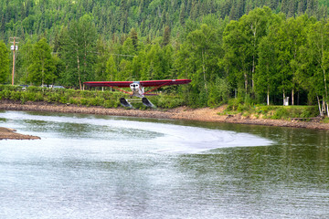 Seaplane take off from isolated Alaska river