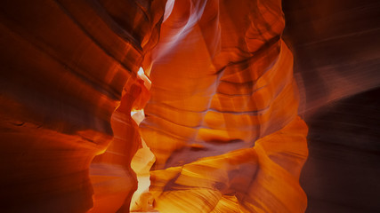 upper antelope canyon's red stone walls in arizona