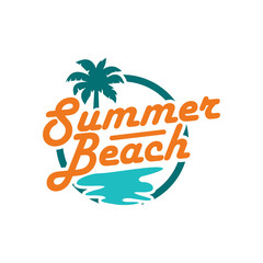 Fototapeta na wymiar Summer Bech Logo Design Inspiration