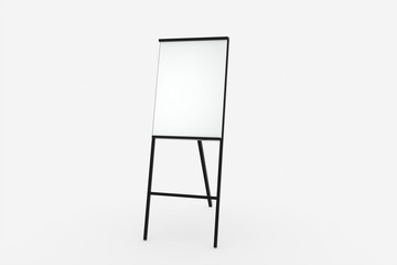 The blank easel board with white background, 3d rendering.