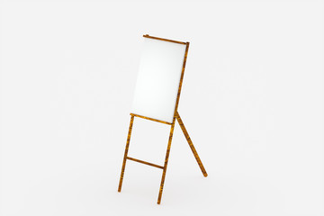 The blank easel board with white background, 3d rendering.
