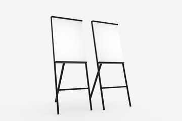 The blank easel board with white background, 3d rendering.