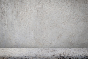 Fototapeta premium Concrete floor with empty grey concrete wall background.