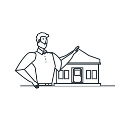 worker construction man with facade house