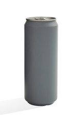 Aluminum can mockup isolated on wooden table