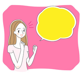 ガッツポーズをする女性のイラスト
