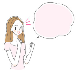 ガッツポーズをする女性のイラスト