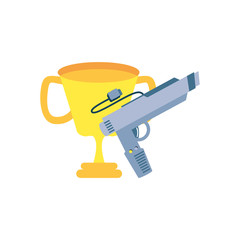 gun weapon video game with trophy cup