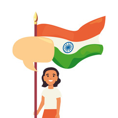 young woman with indian flag indepedence day