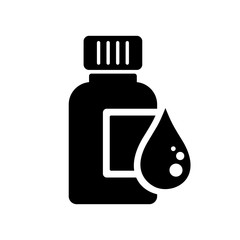 Obraz premium bottle packaging icon of liquid drug syrup with water droplets icon. Health care icon graphic resources