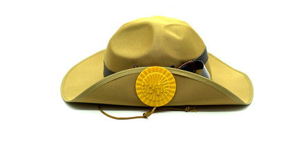Scout helmet in brown on a white background