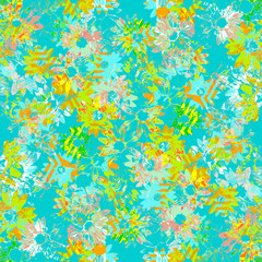 Colorful seamless textile texture & pattern background. Stylish and highly detailed floral background with geometric shapes.