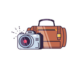 travel suitcase equipment with camera photographic