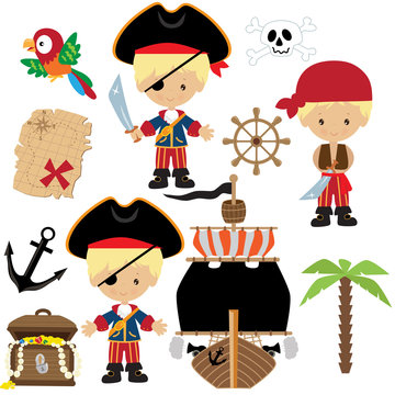 Blonde pirate vector cartoon illustration