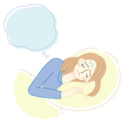 不眠症の女性のイラスト