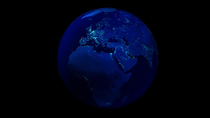 Fototapeta na wymiar The night half of the Earth from space showing Africa, Europe and Asia.